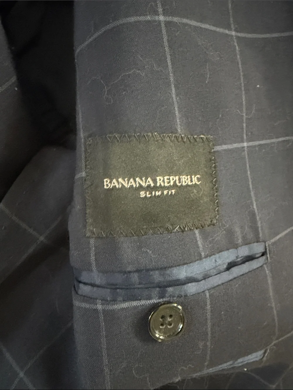 Men's Banana Republic - Windowpane Navy Blazer - Classic Tailored Look